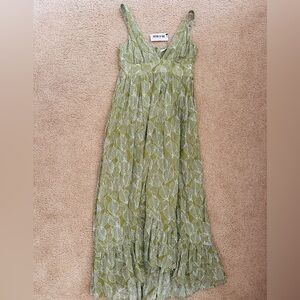 Current Air Olive Leaf Pattern Maxi Dress